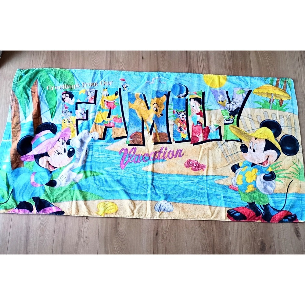Vintage Disney Family‎ Vacation Beach Water Park Swimming Towel Used Condition